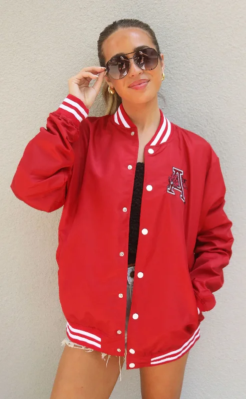 arkansas script monogram varisty jacket