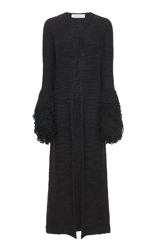 Elete Knit Coat in Black Cashmere Silk