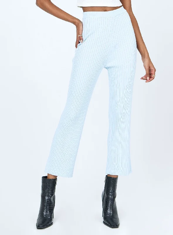 Ginny Ribbed Knit Pants Blue