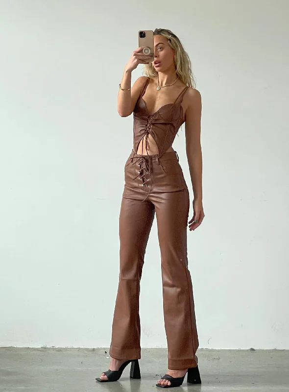 JGR & STN Alice Lace Up Pants Tan