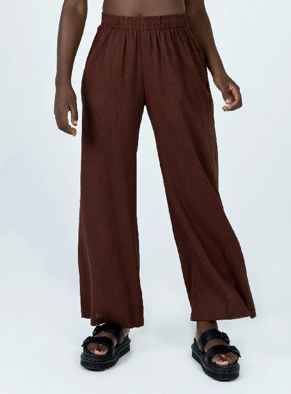 Louis Linen Blend Pants Brown