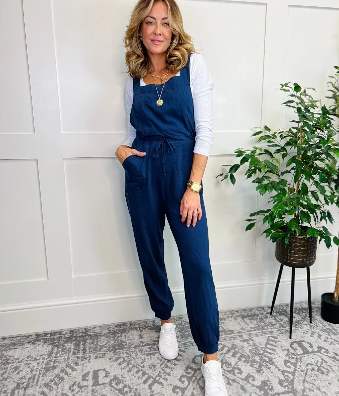 Navy Daphne Jersey Dungarees