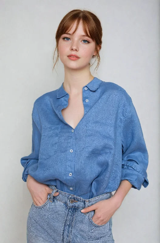 Periwinkle Boyfriend Linen Shirt