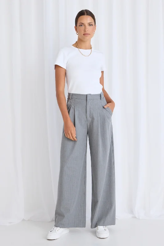 Vice Grey Pinstripe Pleat Front Manstyle Wide Leg Pant