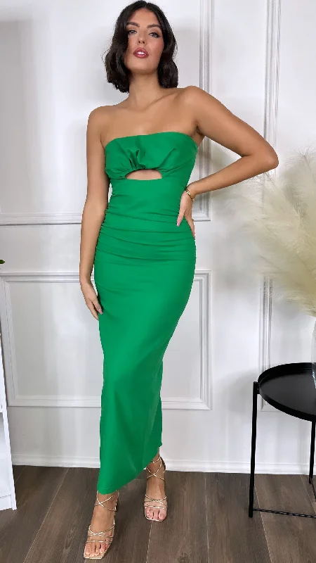 Cissie Green Strapless Cut Out Midi Dress