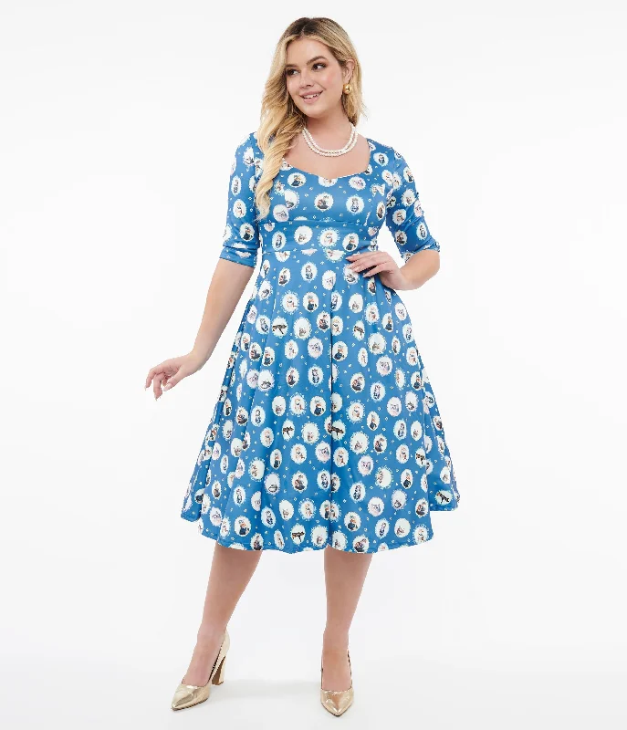 Dolly & Dotty 1950s Blue Cats Swing Dress