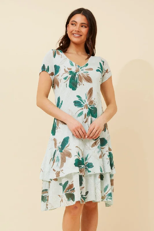 ELECTRA DOUBLE LAYER FLORAL DRESS