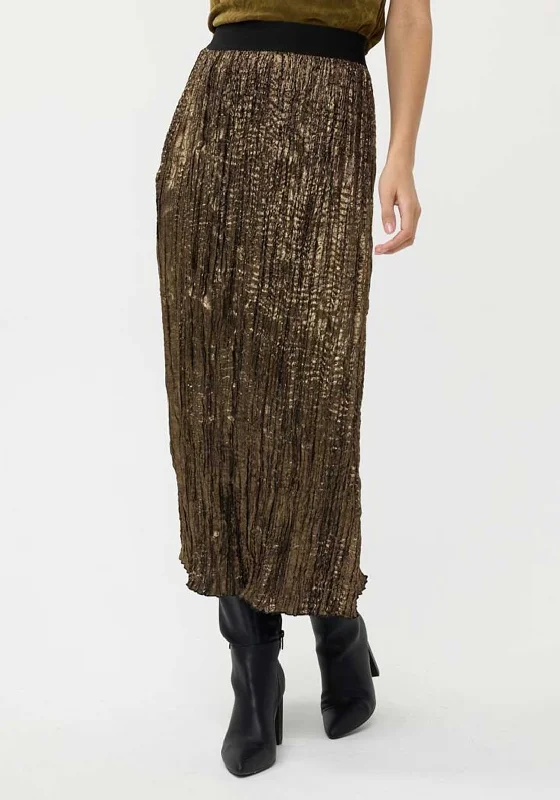 Esqualo Crushed Foil Skirt, Gold