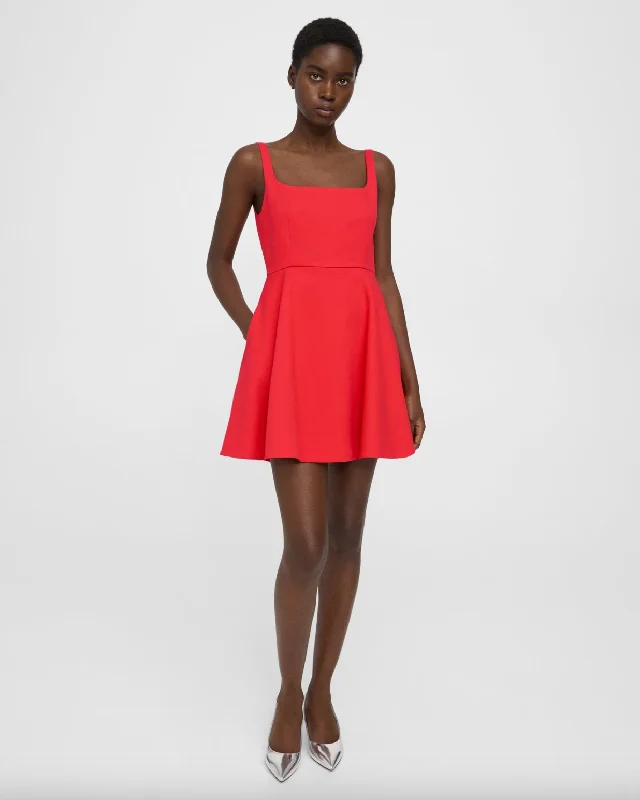 Flared Mini Dress in Cotton Piqué - Grenadine