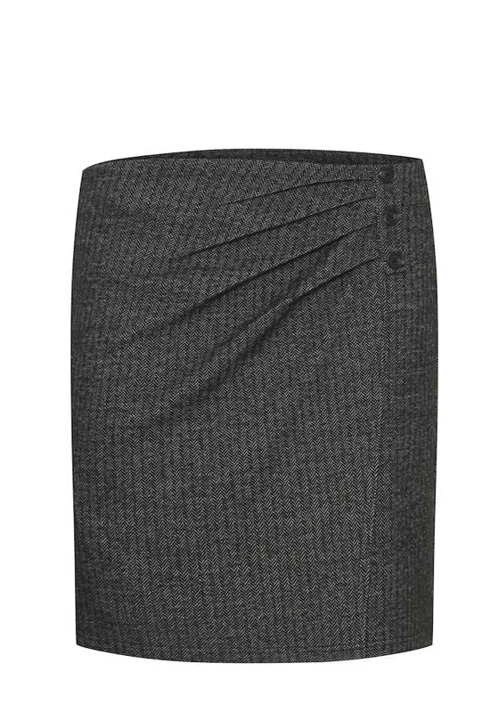 Fransa Komma Chevron Skirt, Black