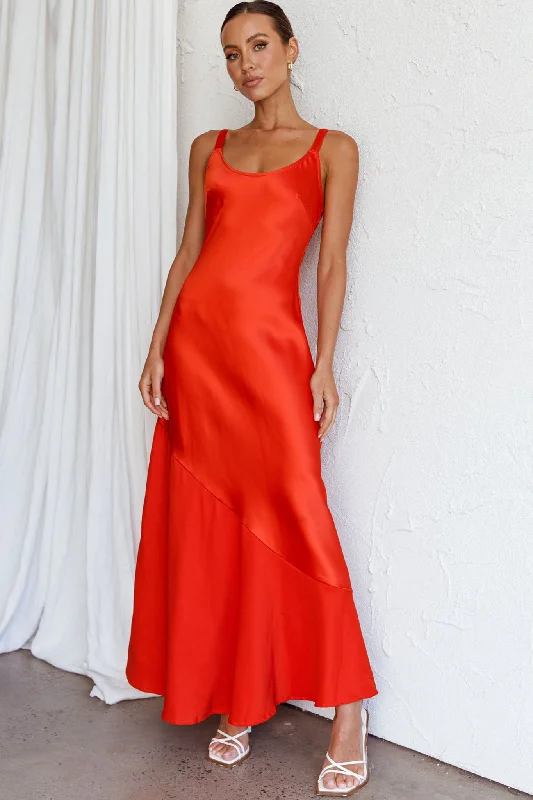 Front Row Scoop Neck Midi Dress Tangerine