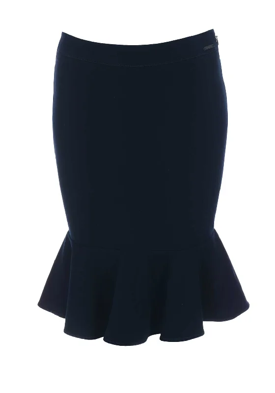 Guess Womens Peplum Pencil Skirt, Dark Blue