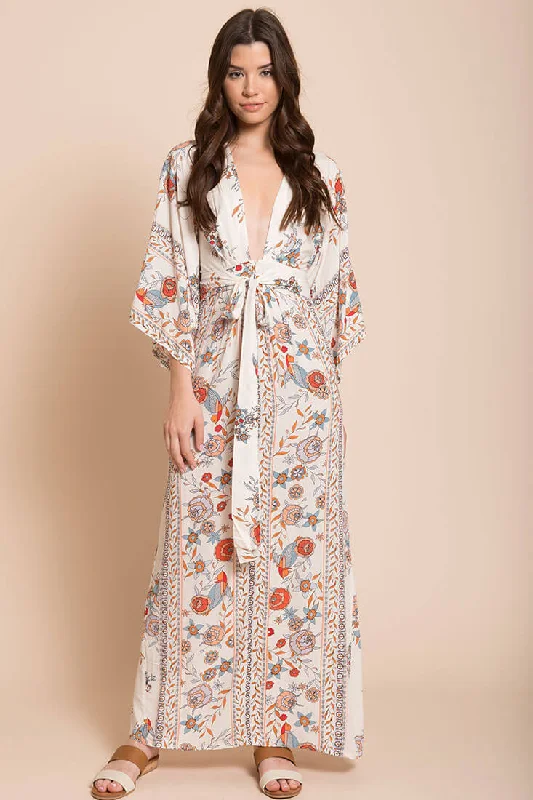 Kira Boho Floral Maxi Dress Orange