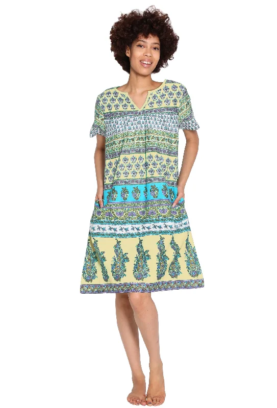 La Cera 100% Cotton Mixed Paisley Printed Dress