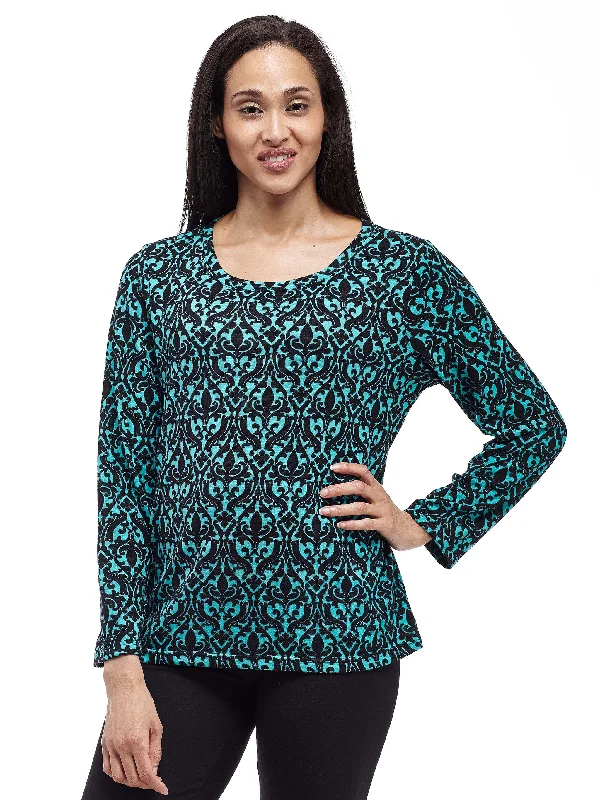 La Cera Baroque Print Pullover Top