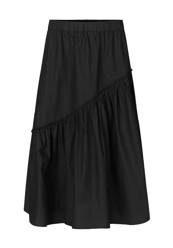 Masai Sif Asymmetric Detail Midi Skirt, Black