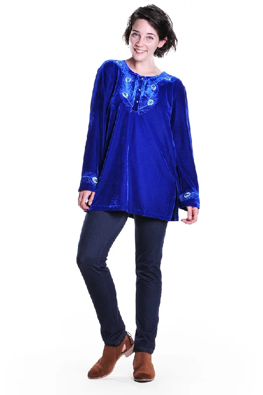 Peacock Velour Top