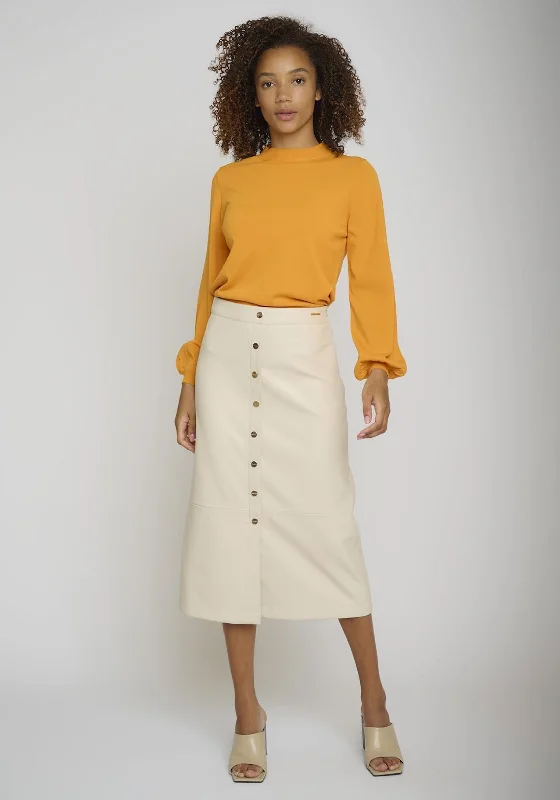 Rino & Pelle Sanaz Faux Leather Midi Skirt, Almond Milk