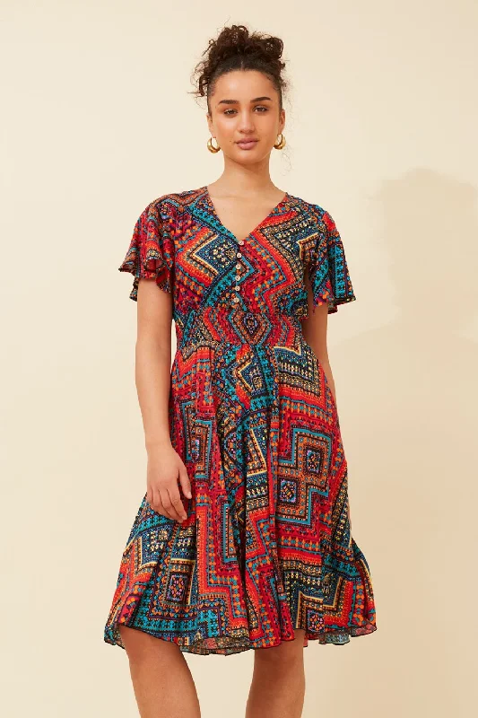 SANDY ABSTRACT PRINT DRESS