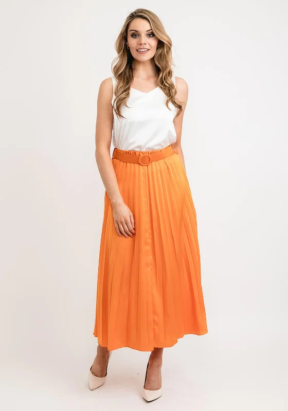 Seventy1 One Size Pleated Satin Skirt, Orange