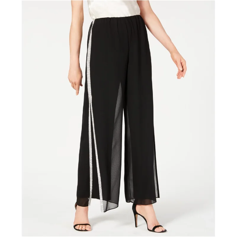 28th & Park Womens Rhinestone Trim Casual Wide Leg Pants, Black, Small