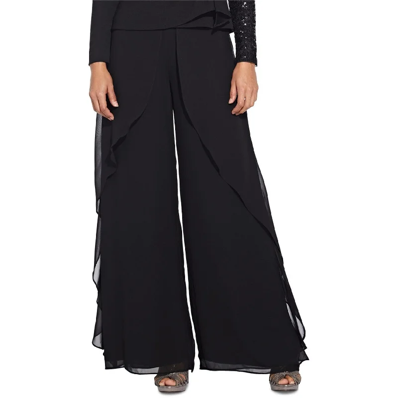 Adrianna Papell Womens Draped Dress Pants, Black, 2