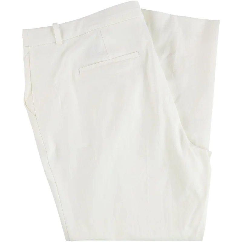 Alfani Womens Solid Fly Front Casual Trouser Pants, White, 22W