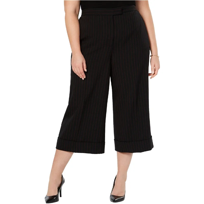 Anne Klein Womens Pinstripe Culotte Pants, Black, 24W