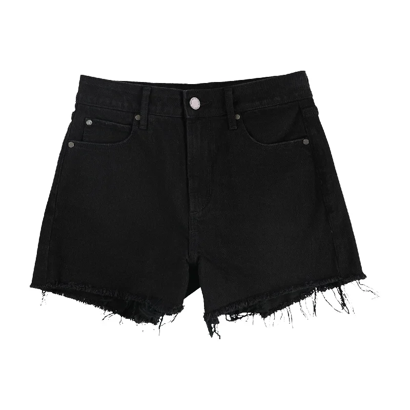 Articles of Society Womens Meredith Casual Denim Shorts, Black, 26