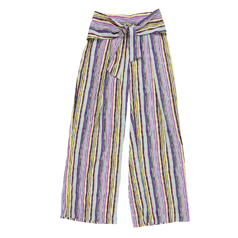 bar III Womens Striped Pull On Casual Wide Leg Pants, Purple, XX-Small