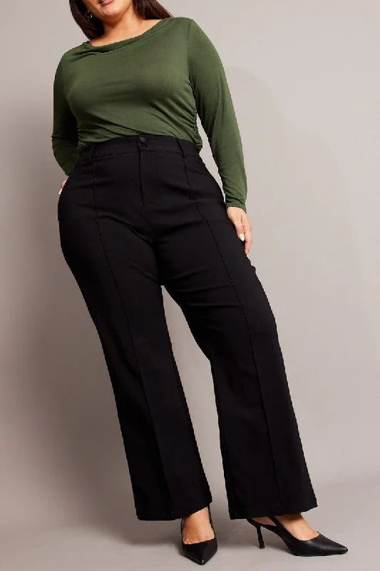 Black Slim Leg Pants High Rise