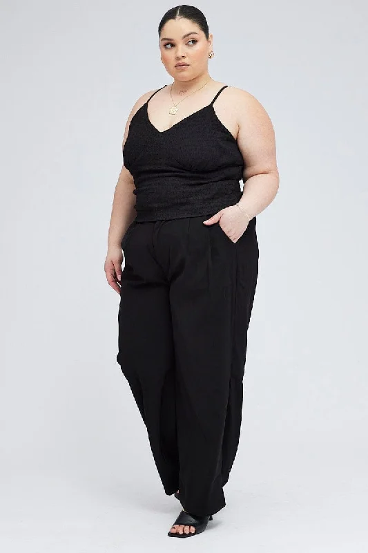 Black Wide Leg Pants High Rise