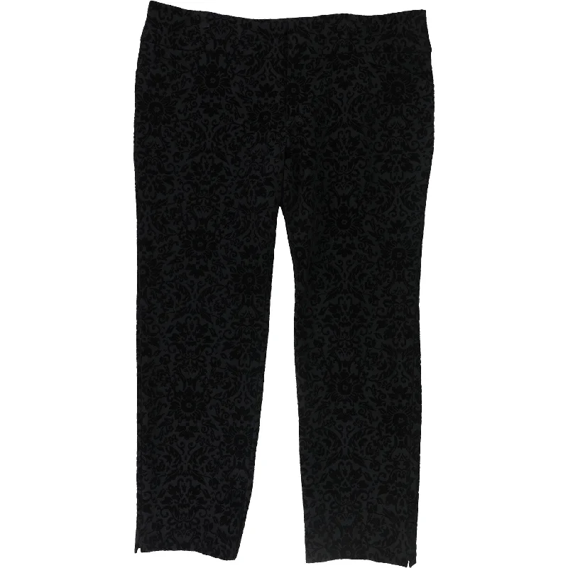 Charter Club Womens Flocked point Casual Trouser Pants, Black, 18W Long