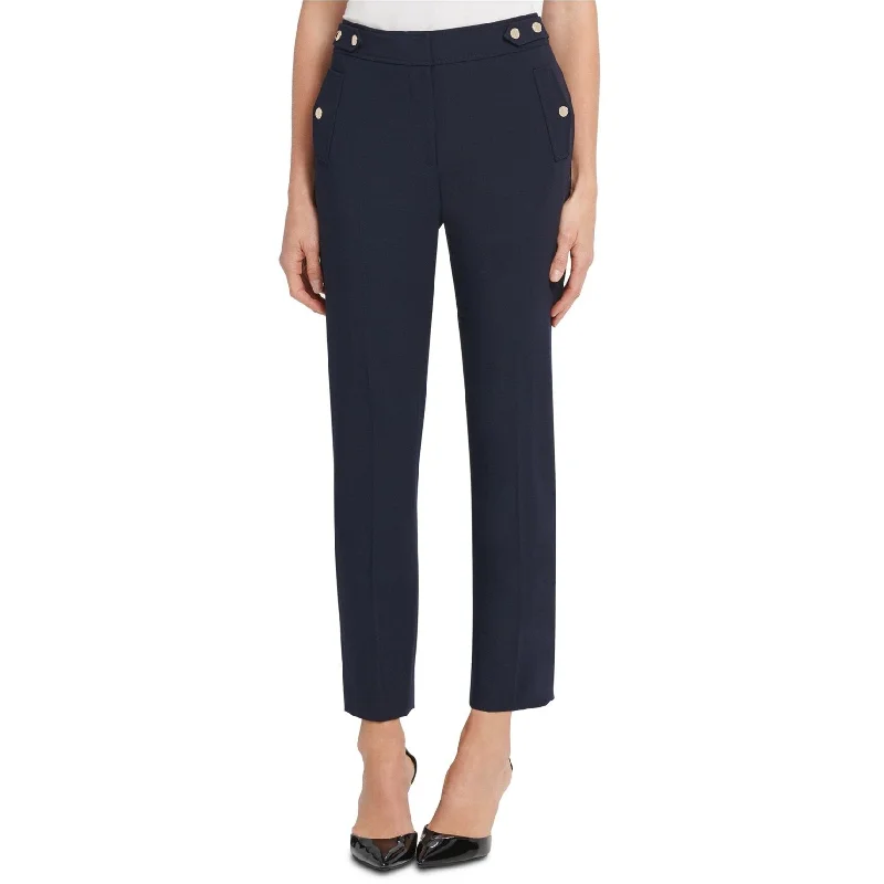 DKNY Womens Button-Trim Dress Pants, Blue, 8