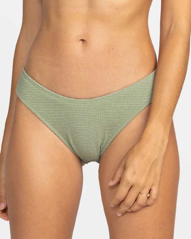 Essaouira Moderate High Leg Bikini Bottoms - Oil Green