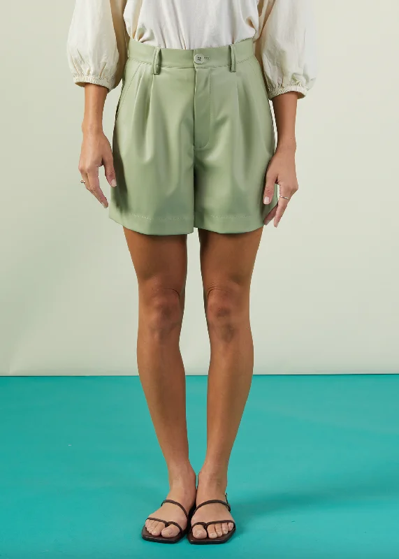 Faux Leather Shorts -Jade