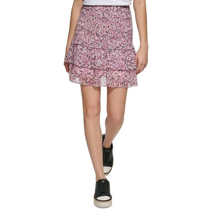 Karl Lagerfeld Paris Women's Printed Ruffle Tiered Skirt Purple