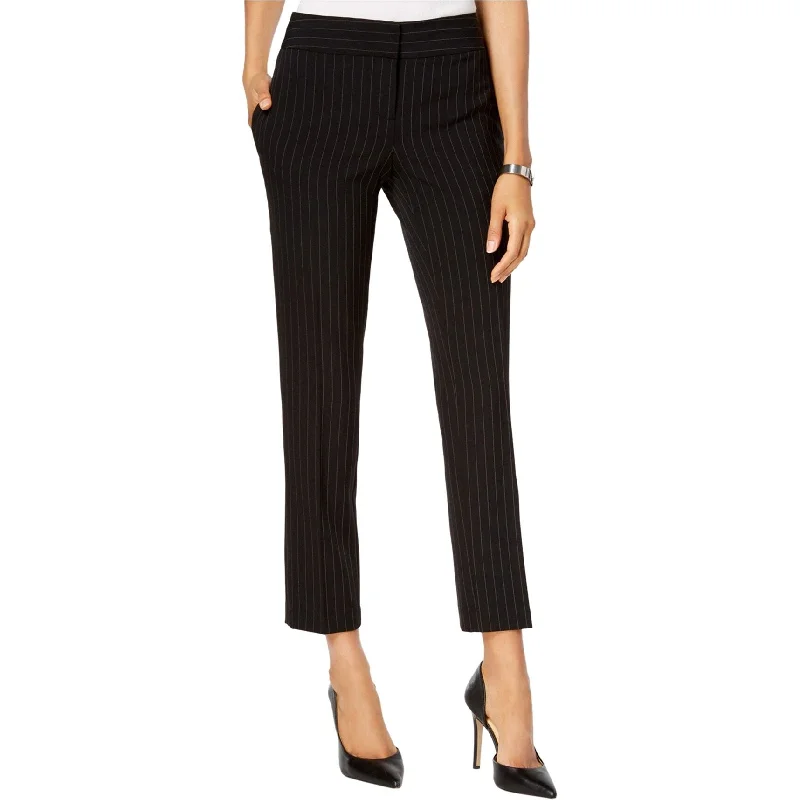 Kasper Womens Pinstriped Casual Trouser Pants, Black, 18