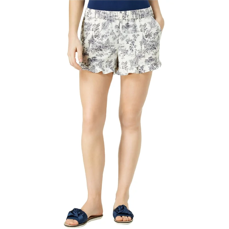 Maison Jules Womens Ruffled-Cuff Casual Mini Shorts