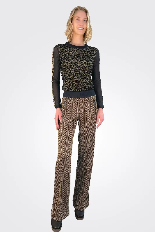 Pattern Trousers - Black Beige