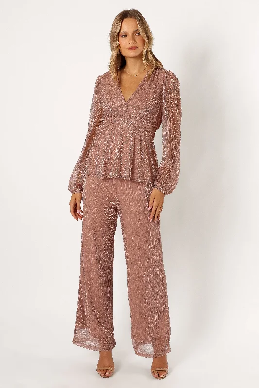 Ramona Wide Leg Pants - Rose