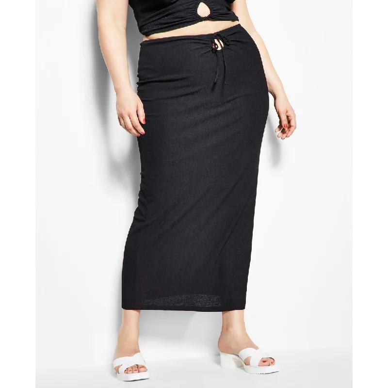 Royalty By Maluma Women's Tie Front Maxi Skirt Black