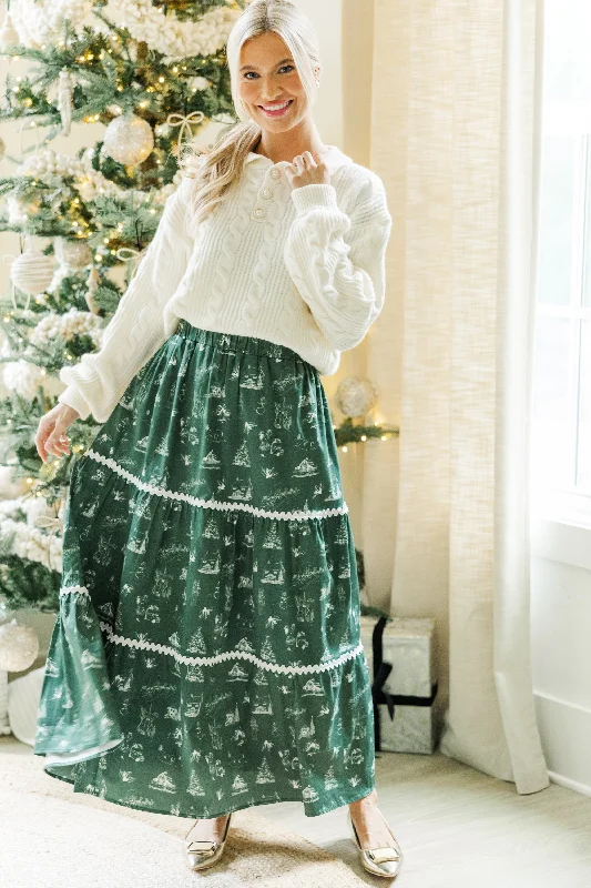 Show Me The Way Emerald Toile Midi Skirt