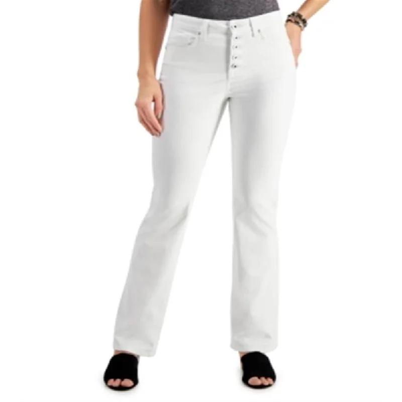 Style & Co Women's Button Fly Bootcut Jeans White Size 8