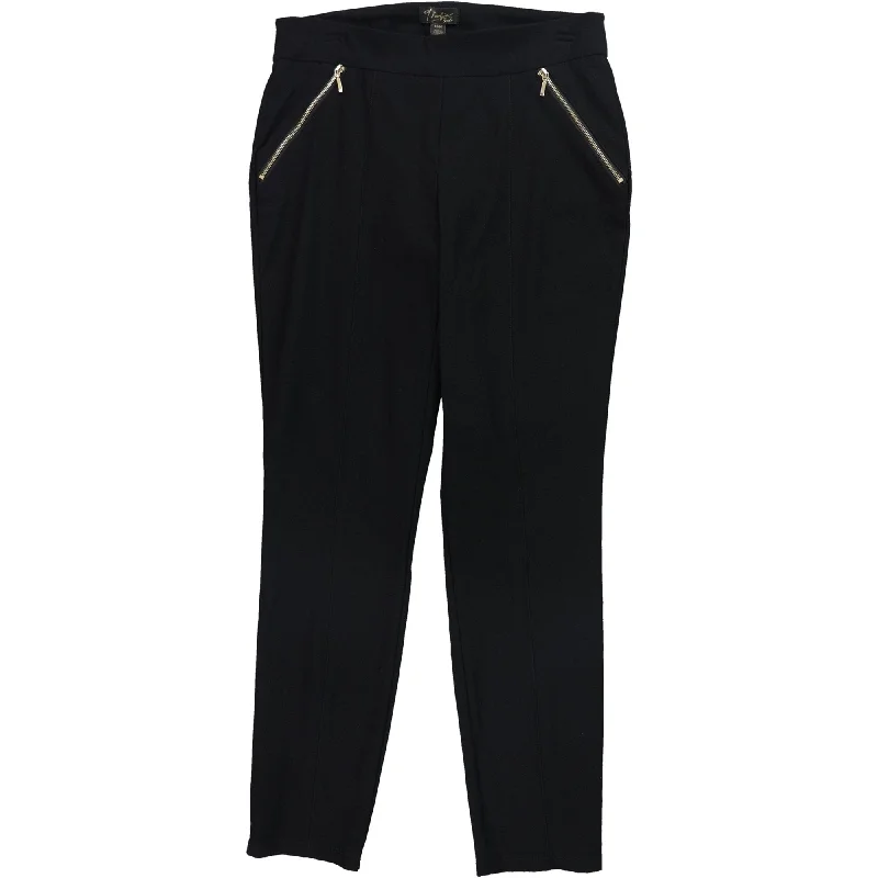 Thalia Sodi Womens Zip-Pocket Casual Trouser Pants, Black, Medium