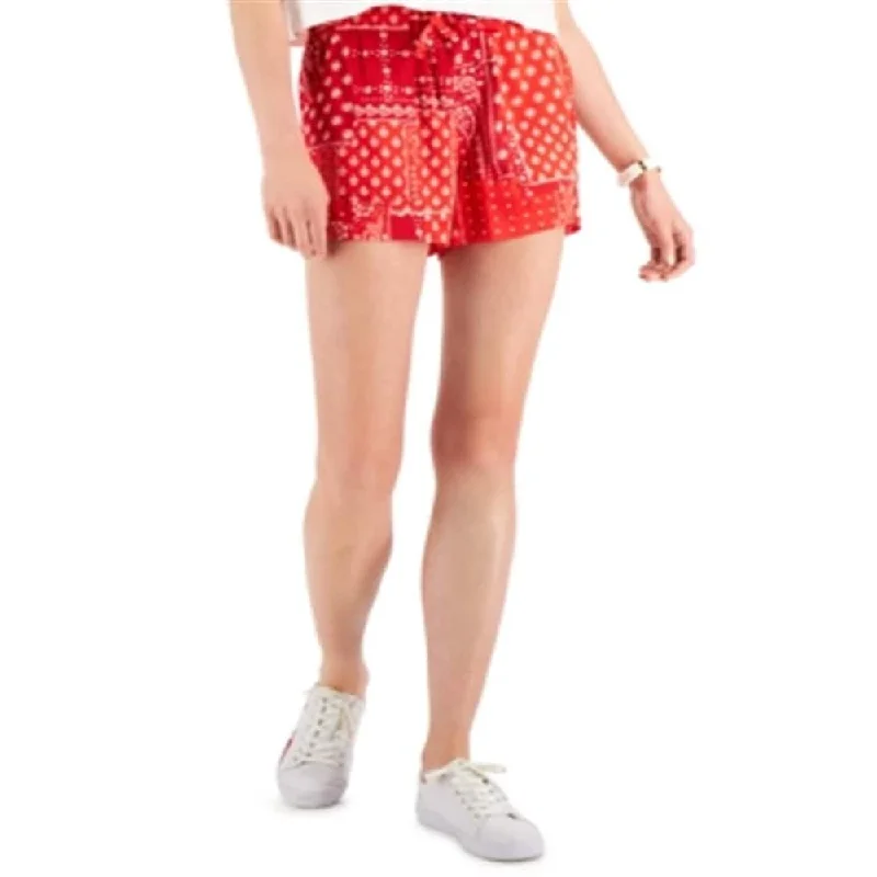 Tommy Jeans Women's Bandana Print Shorts Red Size Small