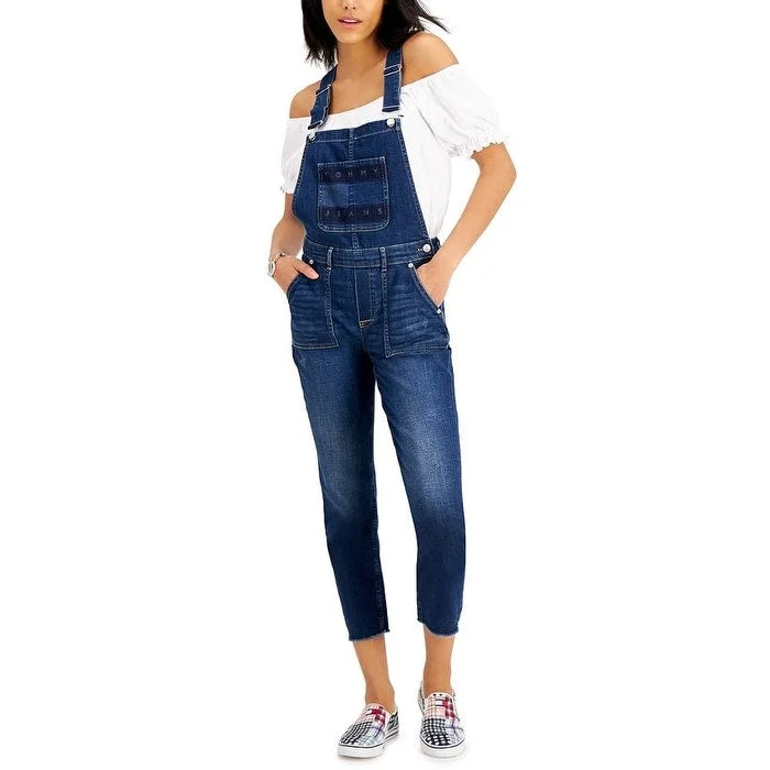 Tommy Jeans Women's Logo Denim Overalls Blue Size 24