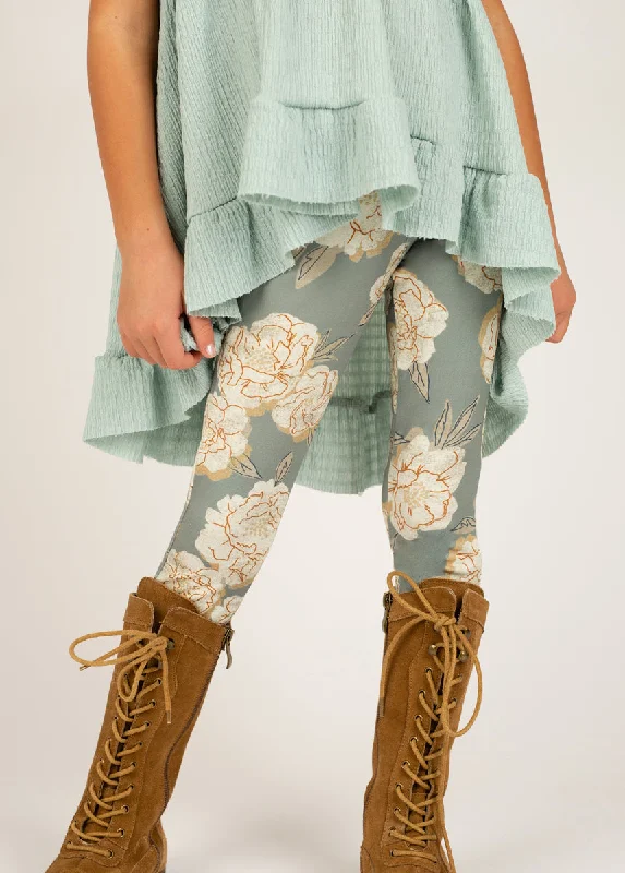 Victoria Legging in Neutral Green Floral