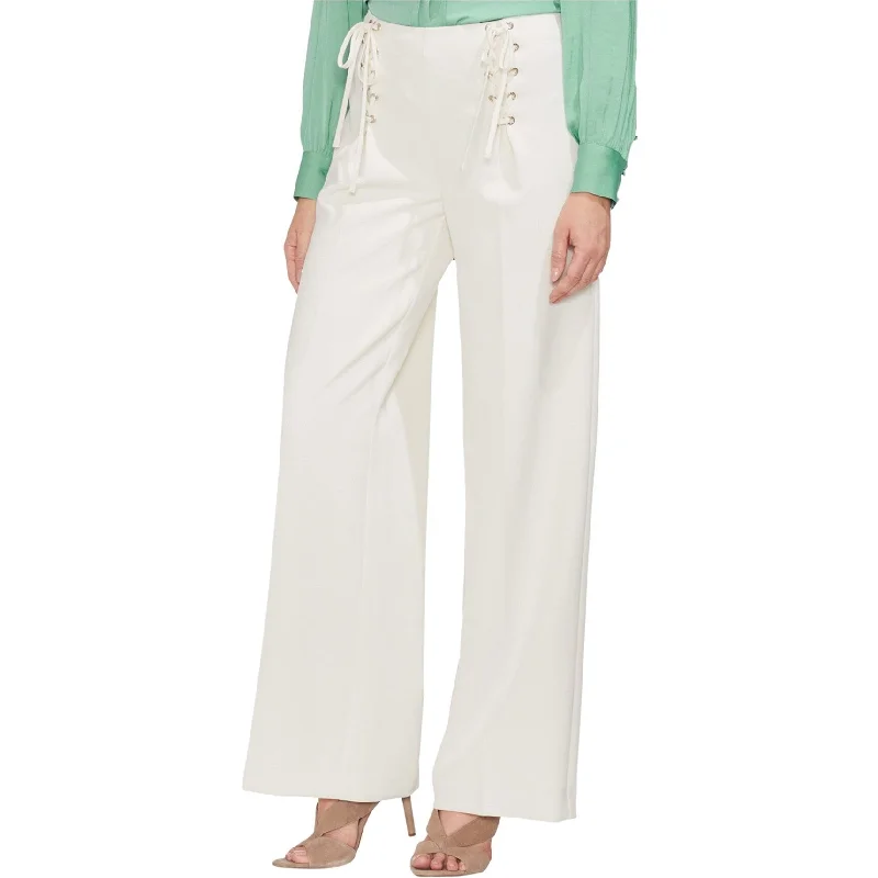 Vince Camuto Womens Lace Front Casual Wide Leg Pants, Off-White, 14