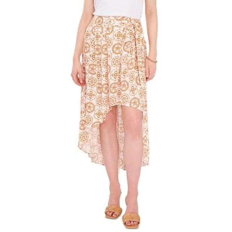 Vince Camuto Women's Printed High Low Maxi Skirt White